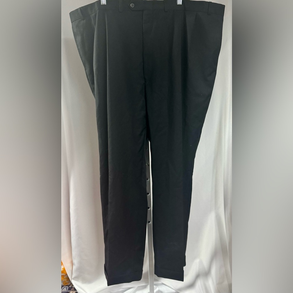 Lauren Ralph Lauren Black 100% Wool Dress Pants Pleated‎ Front Cuffed Hem 50X32